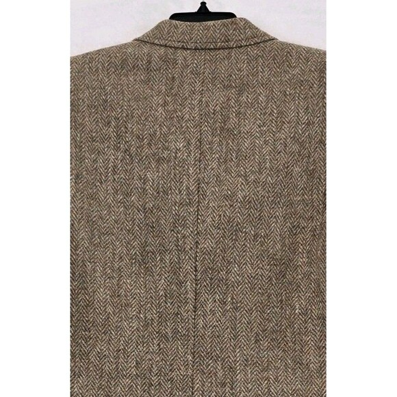 Vtg Harris Tweed Blazer Mens 42 Med Brown Herringbone Wool Jacket Unstructured - Picture 7 of 16